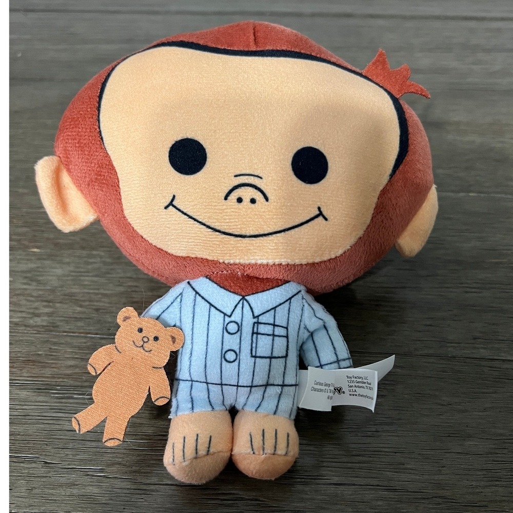 Curious George Chibi Plush Toy Blue Pajamas Teddy Bear Stuffed Animal Monkey 6"